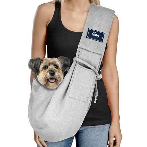 CUBY Dog and Cat Sling Carrier Hands Free Reversible Pet Papoose Bag Gray Plaid - Picture 1 of 13
